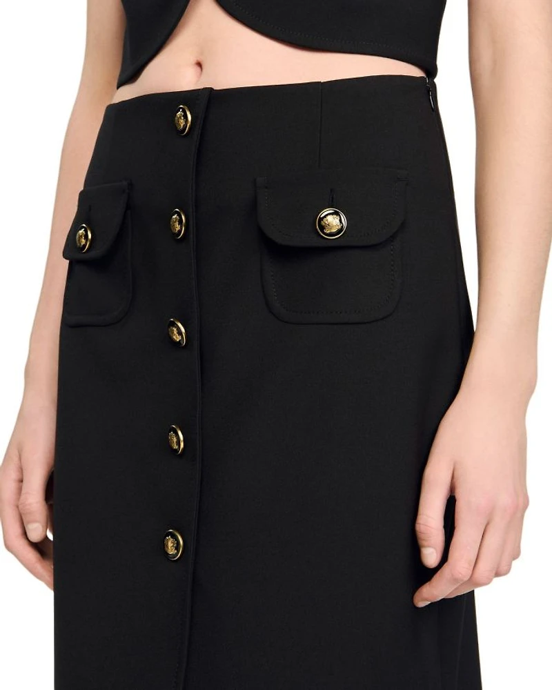 Buttoned Midi Skirt
