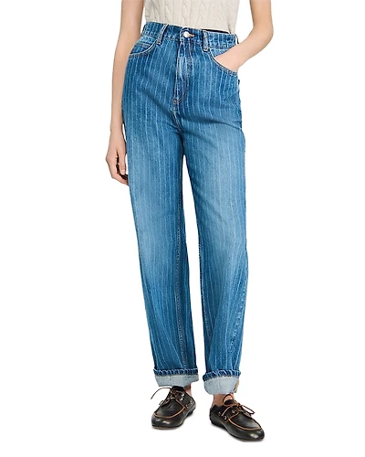 Sandro Wide Leg Striped Jeans