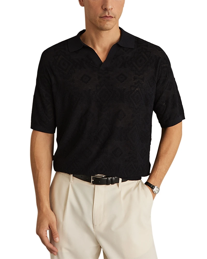 Reiss Aztek Slim Fit Jacquard Knit Polo