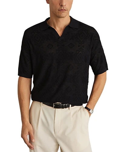 Reiss Aztek Slim Fit Jacquard Knit Polo