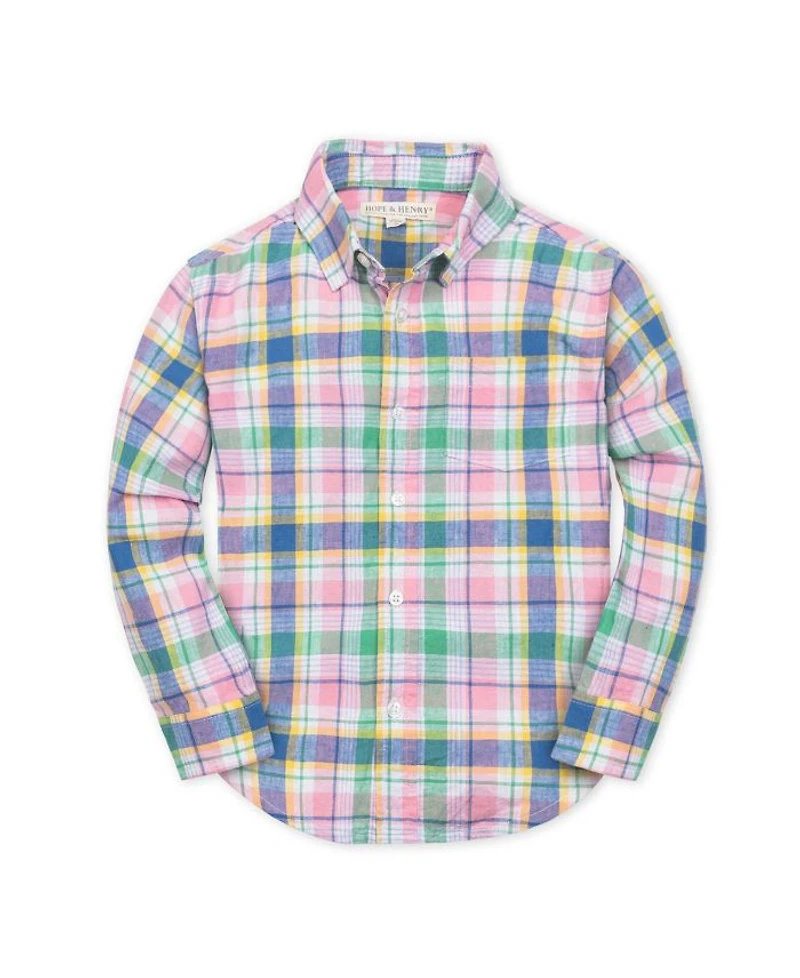 Boys' Long Sleeve Linen Button Down Shirt - Little Kid, Big Kid