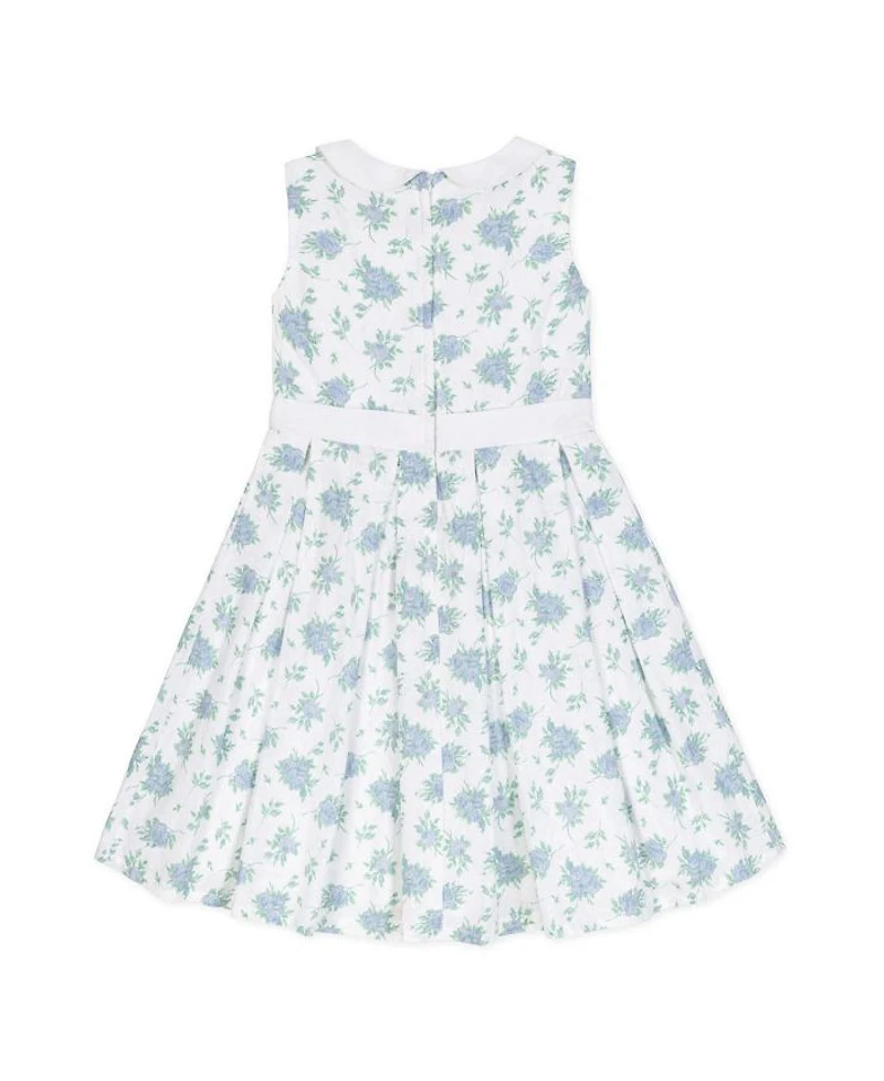 Hope & Henry Heirloom Girls' Linen Sleeveless Peter Pan Collar Tea Dress with Waist Sash - Little Kid, Big Kid