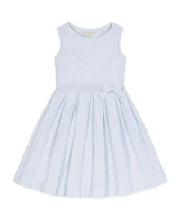 Hope & Henry Heirloom Girls' Organic Sleeveless Pleated Sweater Dress with Bow - Little Kid, Big Kid