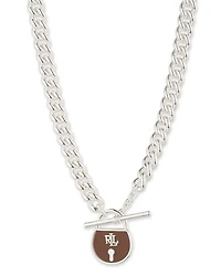 Logo Leather Padlock Pendant Necklace, 16"