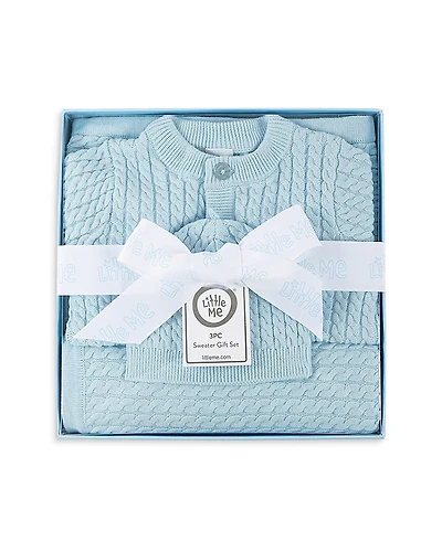 Little Me Boys' Blue Cable Sweater, Hat & Blanket Gift Box