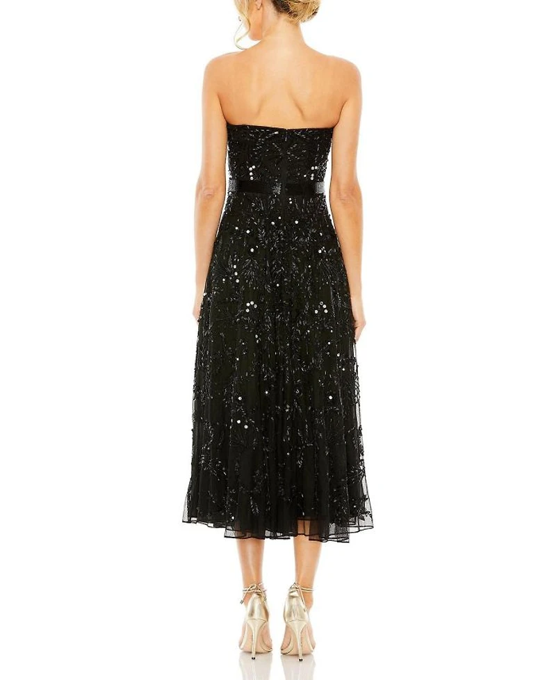 Strapless Embellished A Line Dress