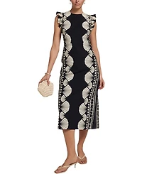 Mint Velvet Women's Shell Print Column Midi Dress