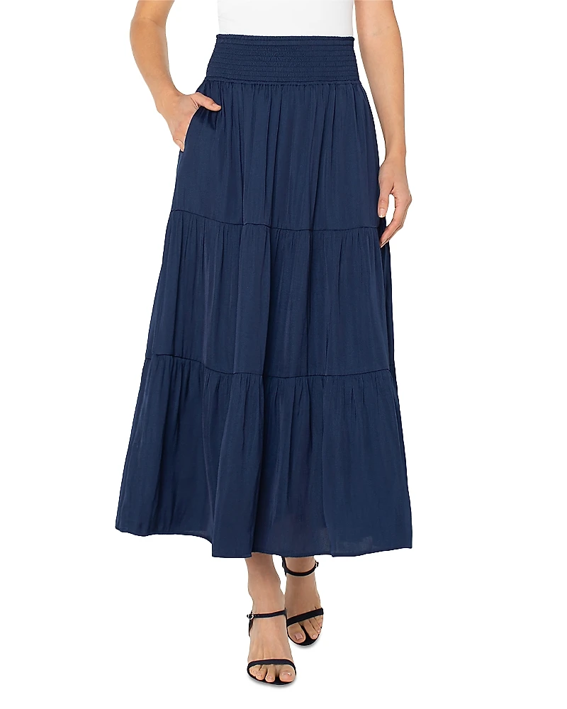 Liverpool Los Angeles Tiered Woven Maxi Skirt