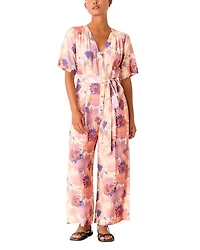 Petite Floral Button Front Jumpsuit