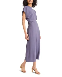Short Sleeve Gathered Midi Dress