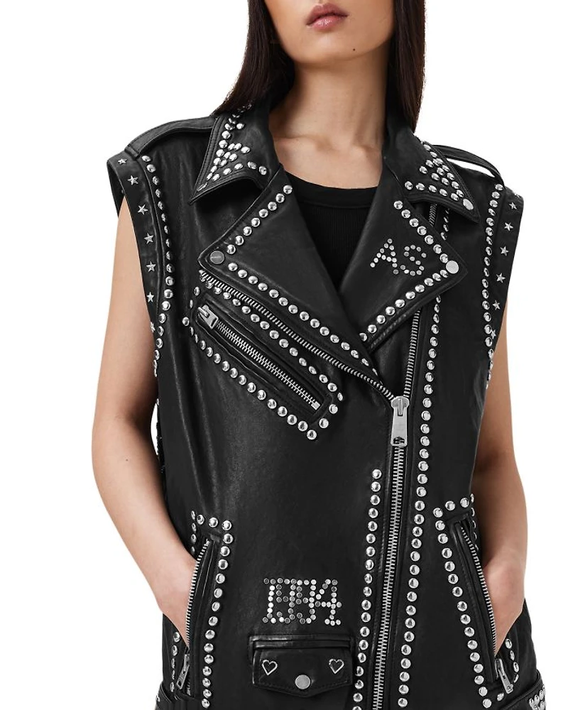 Billie Embellished Leather Vest