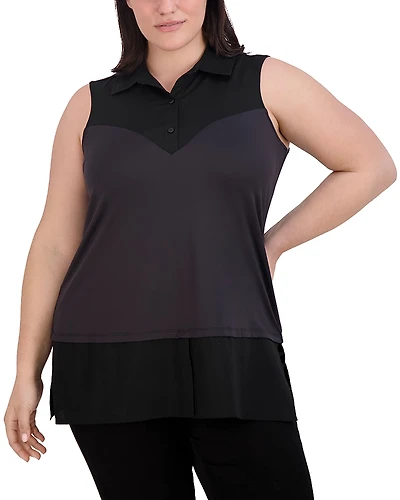 Foxcroft Plus Sasha Mixed Media Top