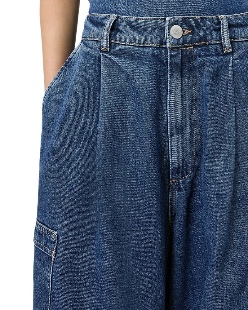 Sol Cargo High Rise Cropped Tapered Jeans Mid Indigo