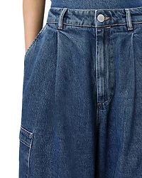 Sol Cargo High Rise Cropped Tapered Jeans Mid Indigo