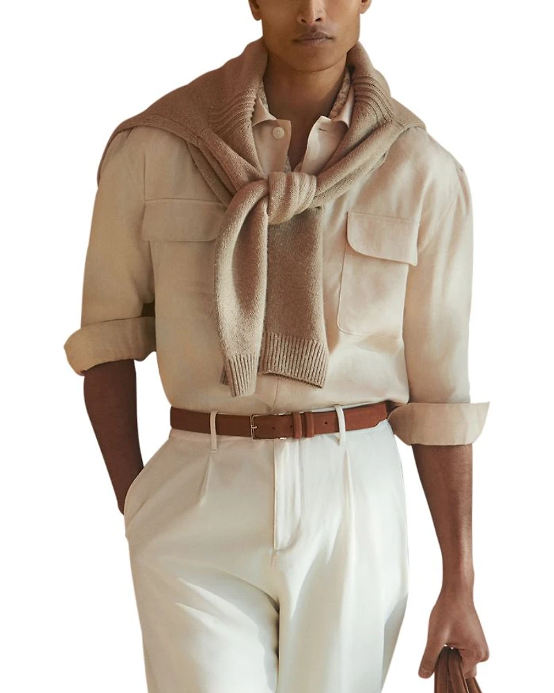 Regular Fit Twin Chest Pocket Linen Shirt