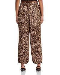 Satin Palm Leaf Jogger Pants