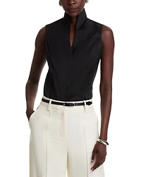 Sleeveless Mandarin Collar Shirt