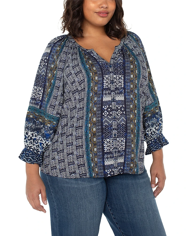 Liverpool Los Angeles Plus Geo Print Blouse