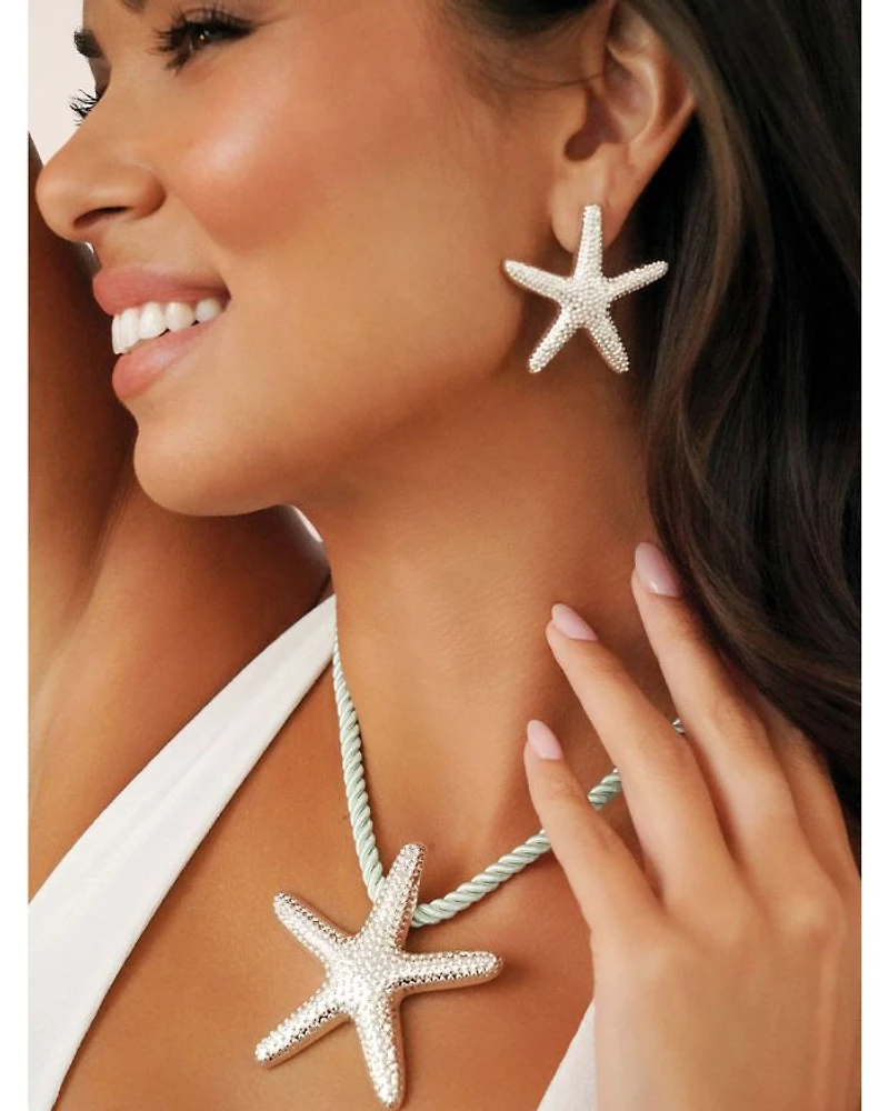 Starfish Statement Pendant Necklace, 16"-19"