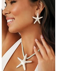 Starfish Statement Pendant Necklace, 16"-19"