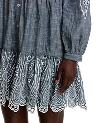 Venus Embroidered Long Sleeve Shirt Dress