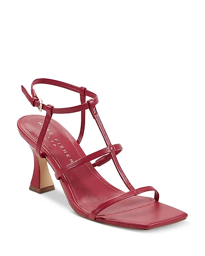 Marc Fisher Ltd. Women's Dennie Square Toe Strappy Mid Heel Sandals