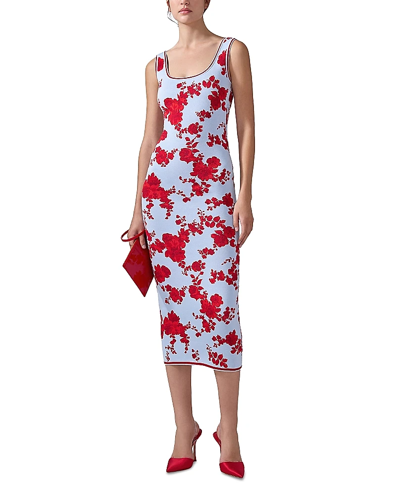 Carolina Herrera Silk Sleeveless Scoop Neck Midi Dress