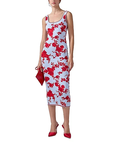 Carolina Herrera Silk Sleeveless Scoop Neck Midi Dress