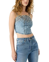 Eras Rhinestone Denim Crop Top