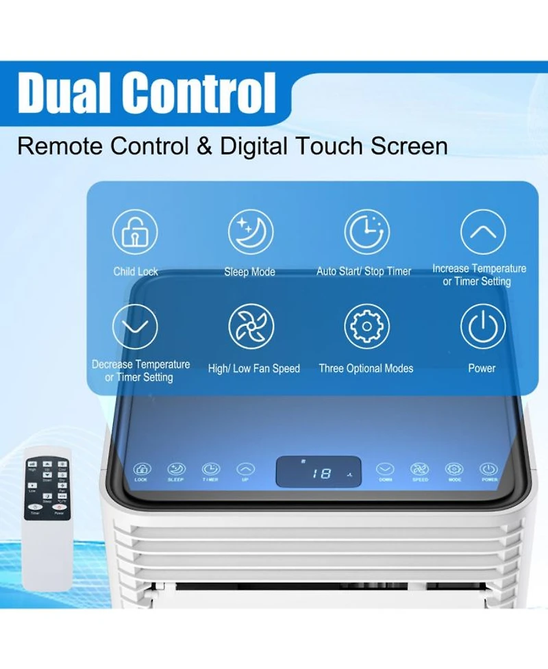 10000 BTU Portable Air Conditioner 3-in-1 Cooler w/Dehumidifier & Fan Mode