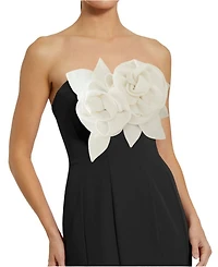 Crepe Strapless Mermaid with 3D Flowers Gown