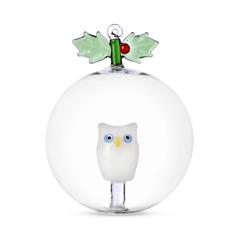 Ichendorf Holly and Owl Glass Ornament
