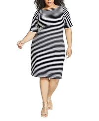Plus Belle Breton Stripe Jersey Dress