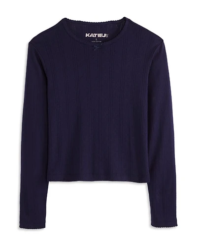Girls' Marina Long Sleeved Pointelle Top - Big Kid