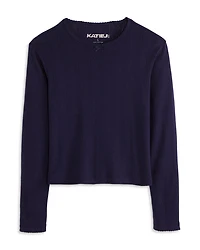 Girls' Marina Long Sleeved Pointelle Top - Big Kid