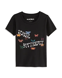 KatieJnyc Girls' Social Butterfly Tee - Big Kid