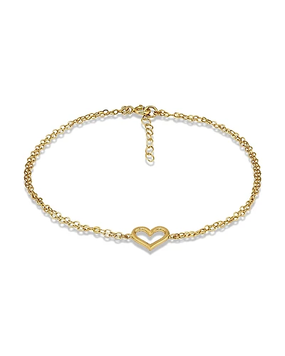 Aqua 18K Gold Over Sterling Silver Heart Ankle Bracelet - Exclusive