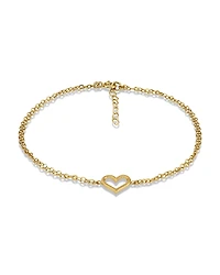 Aqua 18K Gold Over Sterling Silver Heart Ankle Bracelet - Exclusive