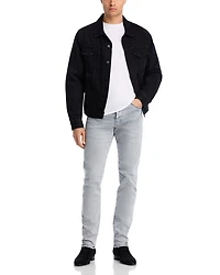 Slim Fit Alloy Studded Trim Jeans Gray