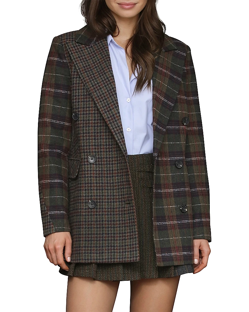 Avec Les Filles Pattern Block Plaid Blazer