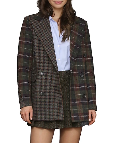 Avec Les Filles Pattern Block Plaid Blazer