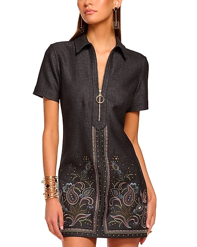Ramy Brook Kristen Embroidered Zip Front Dress