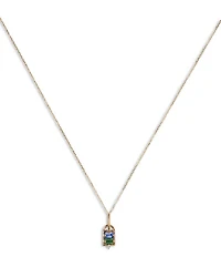 Light Blue Sapphire, Tourmaline & Diamond Pendant Necklace, 16"