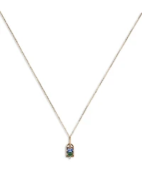 Wwake 14K Yellow Gold Light Blue Sapphire, Tourmaline & Diamond Pendant Necklace, 16