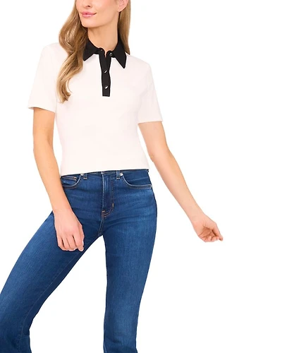 Contrast Polo Neck Tee