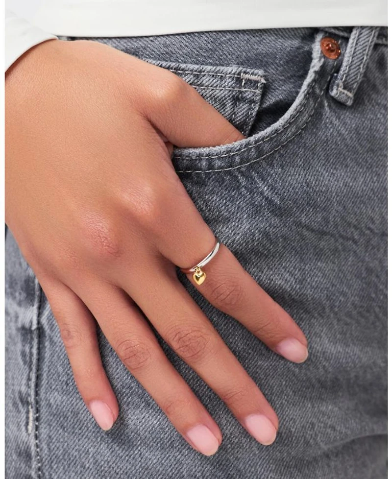 Leia Two Tone Brass Gold Heart Ring