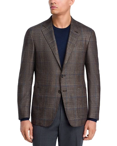 Kei Wool, Silk & Cashmere Windowpane Unstructured Trim Fit Sport Coat
