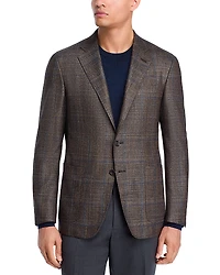 Canali Kei Wool, Silk & Cashmere Windowpane Unstructured Trim Fit Sport Coat