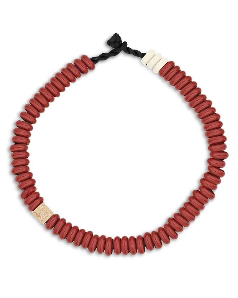 Adina Reyter 9K Yellow Gold & Diamond Big Bead Year of the Snake Necklace, 16