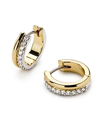 Brass and Cubic Zirconia Asher Pave Huggie Earrings